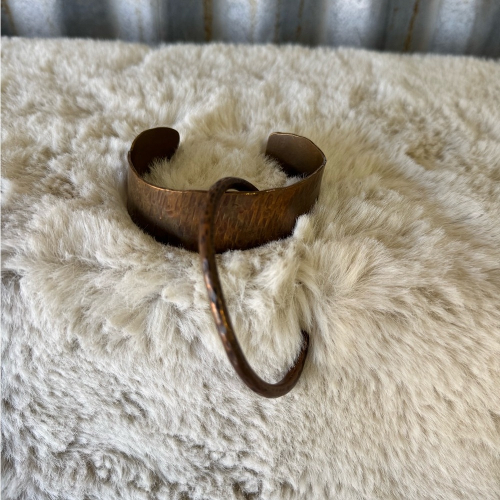 Rustic Hand Crafted Copper Cuff And Bangle Set - image 2